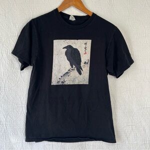 Crow Tee Shirt Small Black Cotton Ring Spun Tee Shirt Witchy Whimsigoth Goth Tee